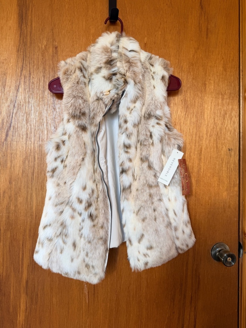 Faux Fur Reversible Cream & Brown Spot Vest